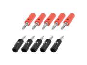 10pcs Plastic Shell Audio Speaker Cable Connector Banana Plug Black Red