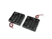 2Pcs Black 4 x 1.5V AA Battery Holder Storage Case Box w Wire Leads