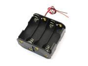 Black Two Layers 8x1.5V AA Batteries Battery Holder Case w Wire Leads