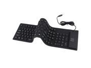109 Keys USB Silicone Rubber Waterproof Flexible Foldable Keyboard For PC Black