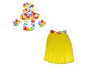 Hawaiian Grass Skirt flower Lei Wristband fancy Dress costume Yellow