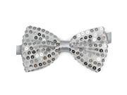 Sequin Bow Tie Dickie Bow Fancy Dress Dance Wear Party Emo Silver
