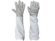 1 Pair of Gloves with Protective Sleeves ventilated Professional Anti Bee for Apiculture Beekeeper Black and White