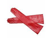 Pair of Stylish Red Solid Color PU Leather Long Gloves For Women