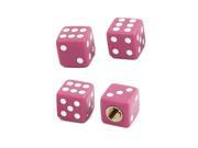 4 Pcs Pink Dice Style 7mm Dia Thread Tire Tyre Valve Caps for Car