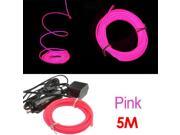 5M Flexible EL Wire Neon LED Light Pink