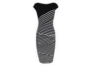 New Summer Dress Women Clothes Fashion Black White Stripe Package Hip Knee length Sleeveless Dresses Female Casual Dress M