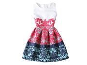 Hot sale New Europe and the United summer Fashion women casual vintage dresses printing sleeveless Vestidos dress Red totem L