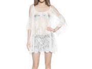 Fashion Women Hot Vintage Hippie Embroidery Floral Lace Crochet Mini Party Chiffon Dress White XL