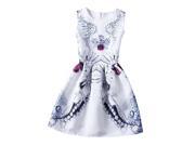 Hot sale New Europe and the United summer Fashion women casual vintage dresses printing sleeveless Vestidos dress Snow white flower L