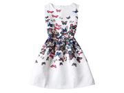 Hot sale New Europe and the United summer Fashion women casual vintage dresses printing sleeveless Vestidos dress White color butterfly XL