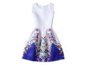 Hot sale New Europe and the United summer Fashion women casual vintage dresses printing sleeveless Vestidos dress Blue and white fresh flowers L