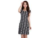 New Fashion Women Summer dress Slim Tunic Milk Silk print Floral dresses Casual Plus Size sexy bodycon dress vestidos Black Small white flowers 3XL