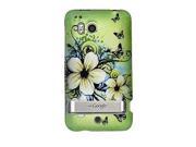 Green Butterfly Flower Snap On Rubber Touch Protector Phone Hard Cover Case for HTC Thunderbolt ADR6400