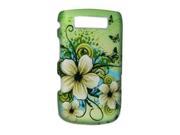 Rubberized Hawaiian Flowers Snap on Design Case Hard Case Skin Cover Faceplate for Blackberry Torch 9800