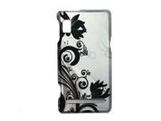 Silver Black Vines Protective Hard Rubberized Case Cover Design for Motorola Droid 2 Global