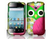Pink Patched Owl Hard Plastic Design Matte Case for Huawei Ascend 2 M865 Cricket US Cellular Huawei Prism U8651