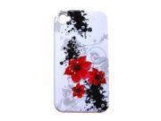 Snap on Protector Hard Case Image Cover For Apple iPhone 4 4S Artistic Red Flowers Design