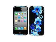 Crystal Hard Faceplate Cover Case With Blue and Black Flower Design for Apple iPhone 4G