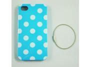 Blue white Polka dots flexi Gel TPU Cover Case fit for iPhone4 4G 4S Keyring