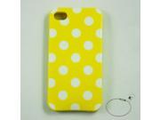 Yellow white Polka dots flexi Gel TPU Cover Case fit for iPhone4 4G 4S Keyring
