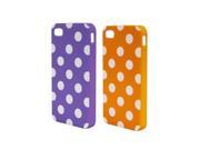 Combo 2in1 Purple Orange Polka Dot Flex Gel Case for iPhone 4 and 4S