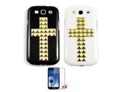 2Pcsx Fashion Glod Cross Style Punk Spikes Studs Rivet Case Cover For Galaxy S3