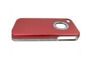 Luxury Red Unique Bling Crystal Rhinestone Aluminum Case Cover For iPhone 4 4S