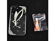 New White 3D Bling Angel Sleek Protector Crystal Case Cover for iPhone 4G 4S