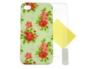 White Flower Slim Fit Hard Case Cover For Apple iPhone 4 4S Screen Protector