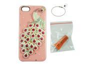 Pink 3D Pearl Bling Peacock Crystal Diamond Rhinestone Hard Case for iPhone 5 5G