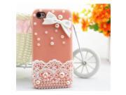 New Light Orange Lace Pearls bowknot Hard Cover for Apple iPhone 5 5G