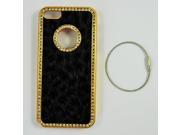 Black Luxury Leopard Fur with Bling Crystals Rhinestones Design Hard Case Cover for Apple iPhone5 5G Keyring