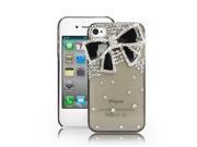 3D Bling Crystal Design Case For iPhone 4 4S Clear With Black RhInestone Bow