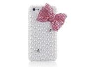 Bling Luxury Handmade 3D Pink Bow Pearl Crystal Rhinestone Back Cover Hard Case for iPhone 5 5G