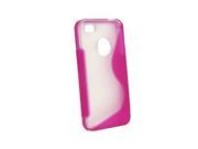 For Apple iPhone 4S Clear Frost Hot Pink S Shape TPU Rubber Skin Case