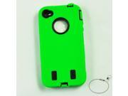 Green Black de body armor Cover Case fit for iPhone 4 4G 4S Keyring
