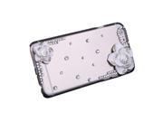 Luxury Clear Transparent Crystal Bling Rhinestone Diamond White Flower Case Hard Back Cover Protective Shell for Apple iPhone 6