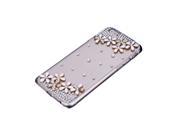 Luxury Clear Transparent Crystal Bling Rhinestone Diamond Case Hard Back Cover Protective Shell for Apple iPhone 6 White flowers