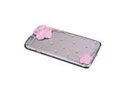 Luxury Clear Transparent Crystal Bling Rhinestone Diamond Pink Flower Case Hard Back Cover Protective Shell for Apple iPhone 6