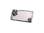 Luxury Clear Transparent Crystal Bling Rhinestone Diamond Black Flower Case Hard Back Cover Protective Shell for Apple iPhone 6