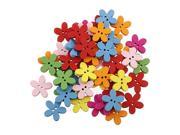 THZY 100pcs Colorful Flower Flatback Wooden Buttons Sewing Scrapbooking Craft