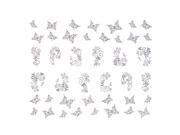Flower Nail Art Stickers Decals Decorations Hot Stamping Silver TB006