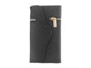 Unique Zipper PU Leather Wallet Magnetic Flip Hard Case Cover Card Holder for Apple iPhone5 5S 5G Black