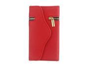 Unique Zipper PU Leather Wallet Magnetic Flip Hard Case Cover Card Holder for Apple iPhone5 5S 5G Red