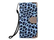 Fashionable Wallet Leopard iPhone 6 Case Flip Leather Cover with Card Holder Strap for Apple iPhone 6 light Blue
