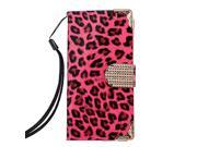 Fashionable Wallet Leopard iPhone 6 Case Flip Leather Cover with Card Holder Strap for Apple iPhone 6 rose Red
