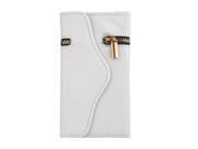 Unique Zipper PU Leather Wallet Magnetic Flip Hard Case Cover Card Holder for Apple iPhone5 5S 5G White