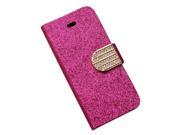 Rose Crystal Diamond Glitter Bling Flip Magnetic Leather Stand Wallet Card Case Cover For Apple iPhone 5 5S
