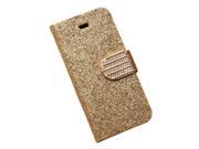 Gold Crystal Diamond Glitter Bling Flip Magnetic Leather Stand Wallet Card Case Cover For Apple iPhone 5 5S